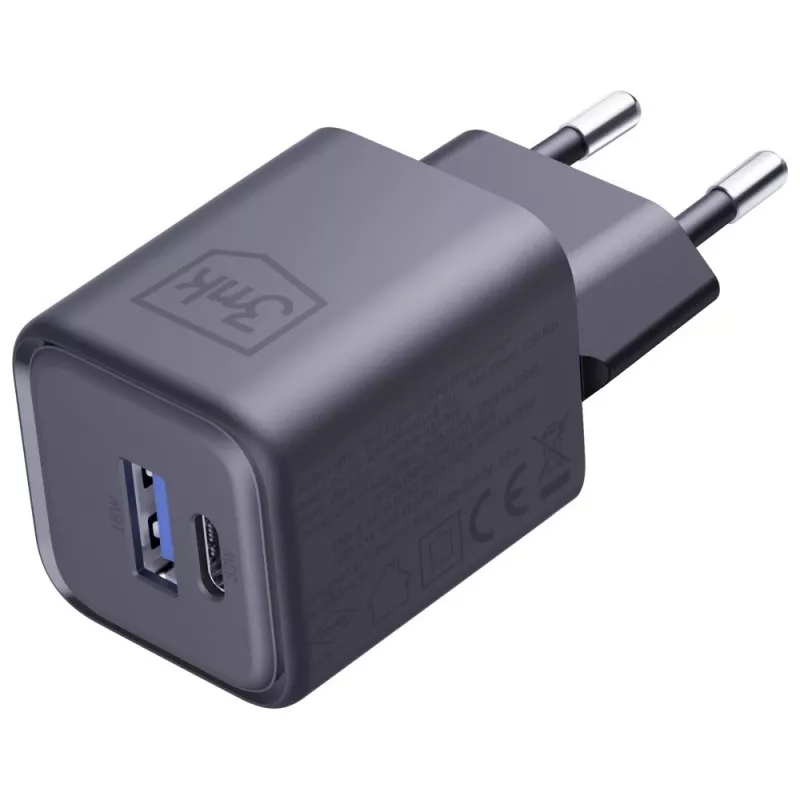 Lādētājs 3MK Hyper Charger PD 33W GaN QC4+ melns — 33 W PD ātrais lādētājs ar GaN tehnoloģiju