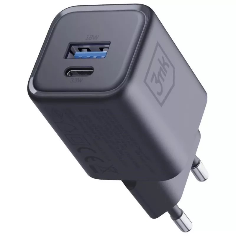 Lādētājs 3MK Hyper Charger PD 33W GaN QC4+ melns — 33 W PD ātrais lādētājs ar GaN tehnoloģiju