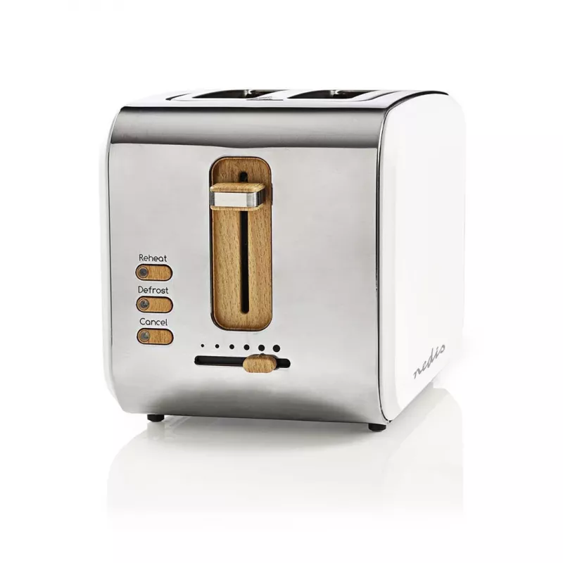 Tosteris Nedis KABT510EWT — 2 šķēlēm, nerūsējošā tērauda korpuss, 900 W, balts