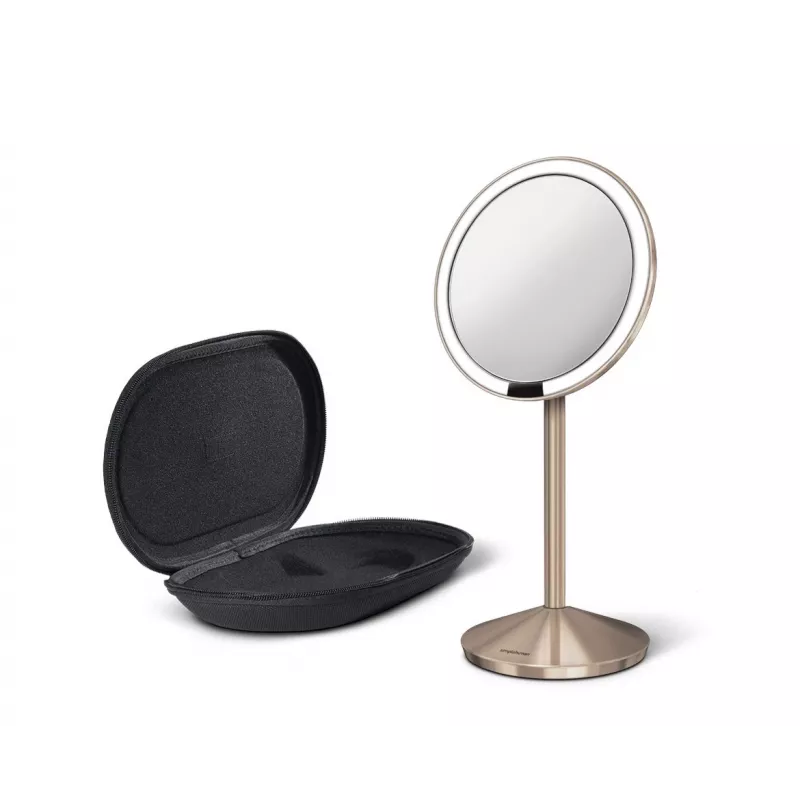 simplehuman saliekamais spogulis ar sensoru, 12 cm, uzlādējams, nerūsējošais tērauds, rožu zelts