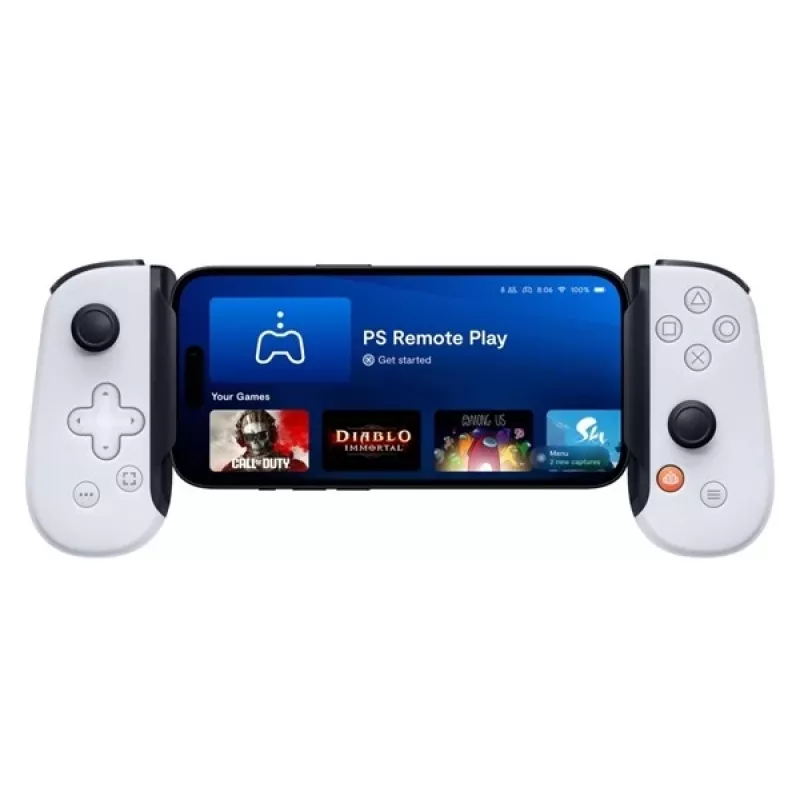 Backbone One iPhone PlayStation Edition (balts) — vadu Lightning kontrolieris datoram, PlayStation, Xbox, iOS