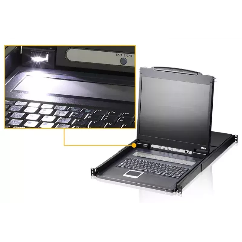 KVM slēdzis ATEN CL1308N 8 pieslēgvietu, USB/PS/2 tastatūra un pele, 19 collu LCD, 1U statīva montāža, melns
