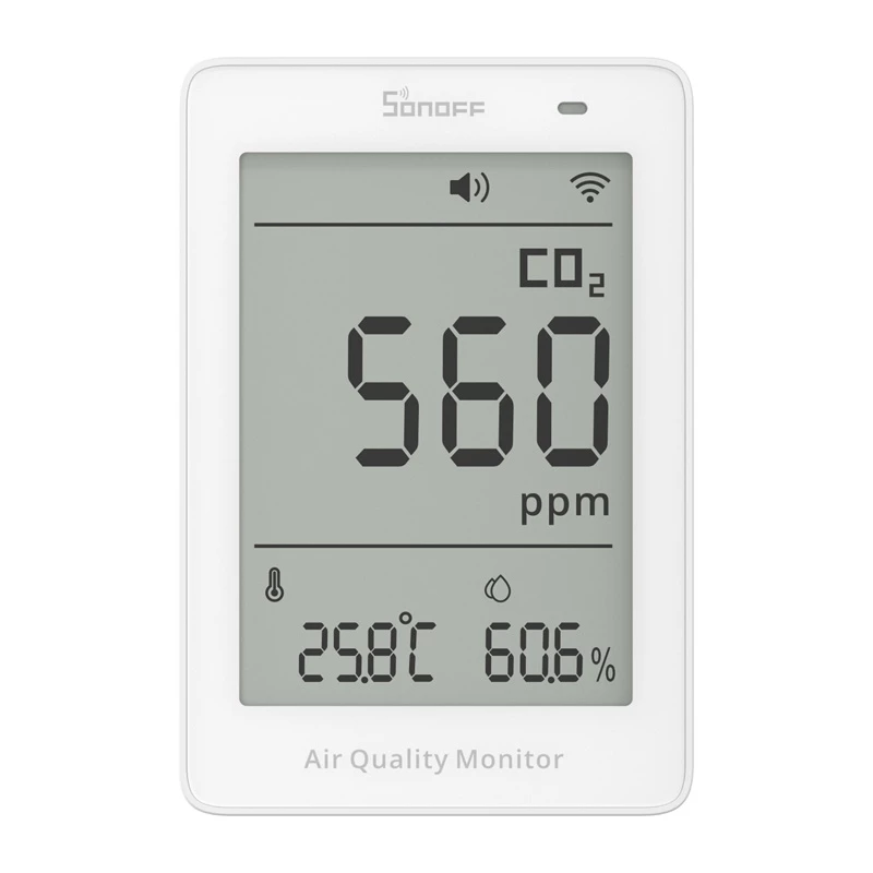 Sonoff AirGuard CO2 SAWF-08P WiFi LCD gaisa kvalitātes mērītājs