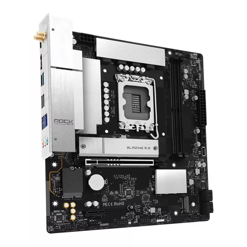Mātesplate ASRock B860M Rock WiFi (mATX, Intel LGA 1851, DDR5, HDMI, DisplayPort)