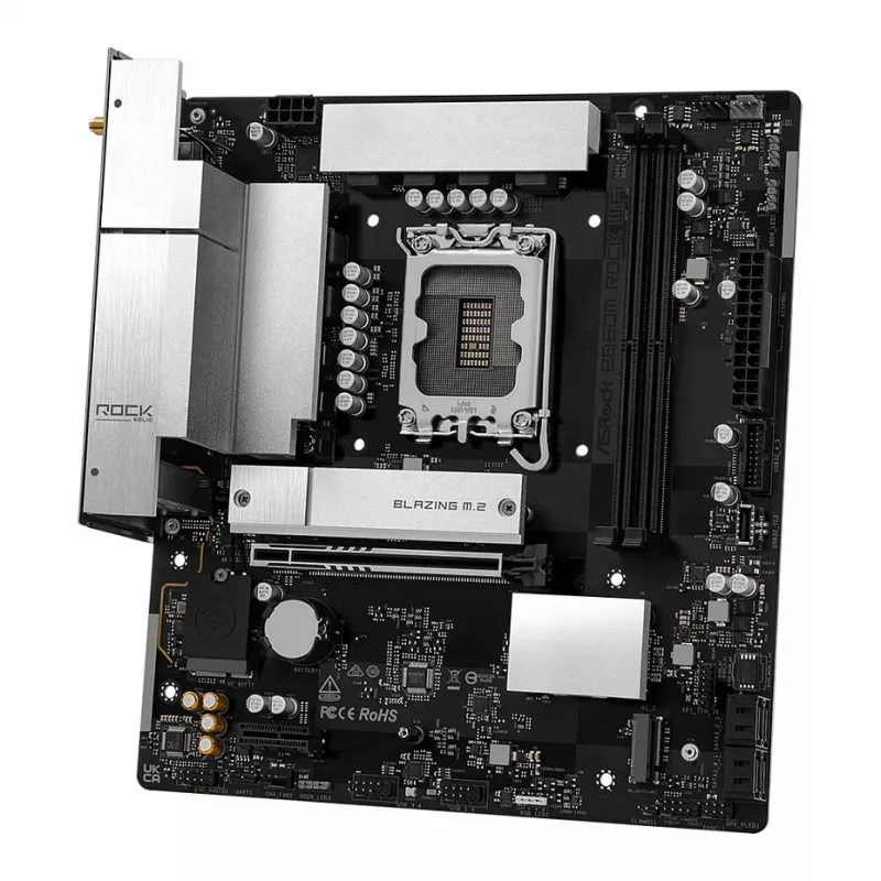 Mātesplate ASRock B860M Rock WiFi (mATX, Intel LGA 1851, DDR5, HDMI, DisplayPort)