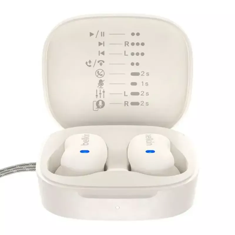 Austiņas Belkin SoundForm Anywhere — Ievietojamās vadu un bezvadu (USB-C, Bluetooth), balts, 4 g