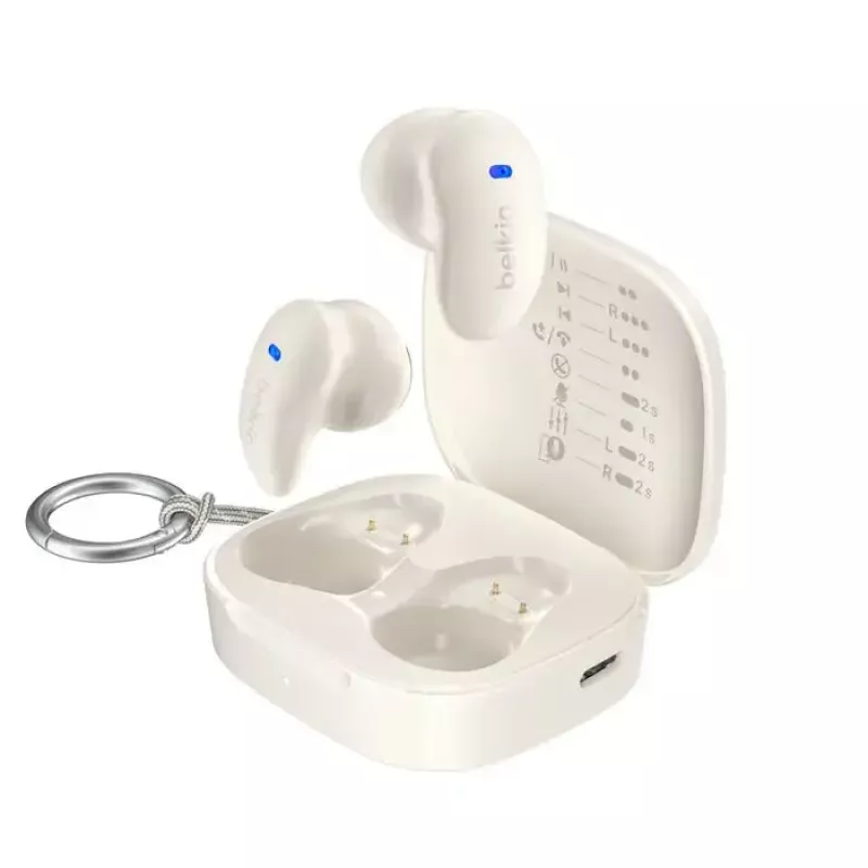Austiņas Belkin SoundForm Anywhere — Ievietojamās vadu un bezvadu (USB-C, Bluetooth), balts, 4 g