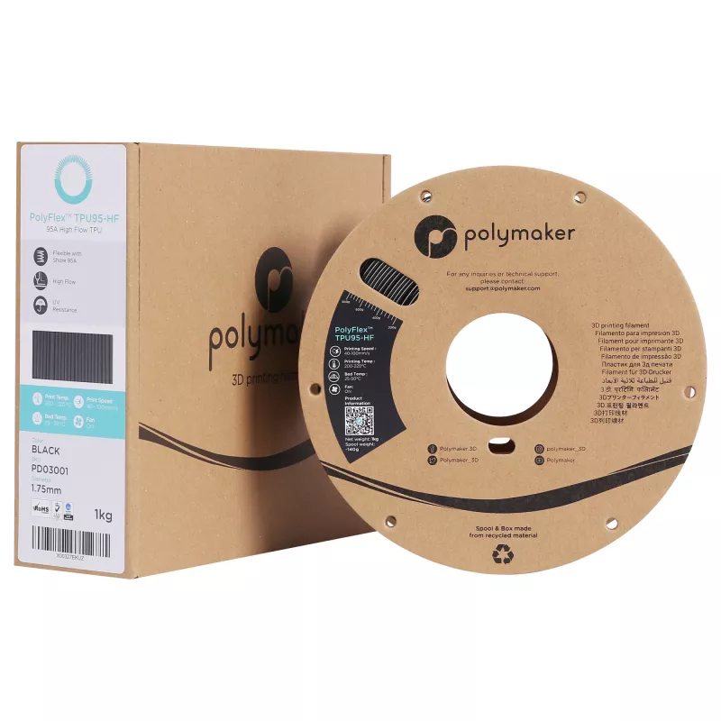 3D drukas materiāls Polymaker PD03001 Melns 1 kg 1,75 mm