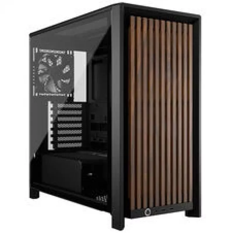 CORSAIR Mid-Tower PC Case FRAME 4000D RS Wood — Melns/Walnut