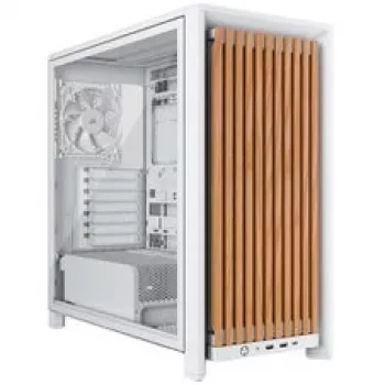 Vidējā torņa datora korpuss CORSAIR FRAME 4000D RS Wood balta/Oak, saderīgs ar ATX vidējo torni, rūdītais stikls