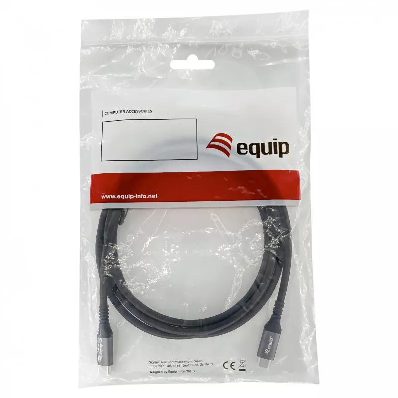 EQUIP USB4 Gen 2x2 C–C kabelis 3.0m, PD 100W, 4K/60Hz, 20Gbps, Melns