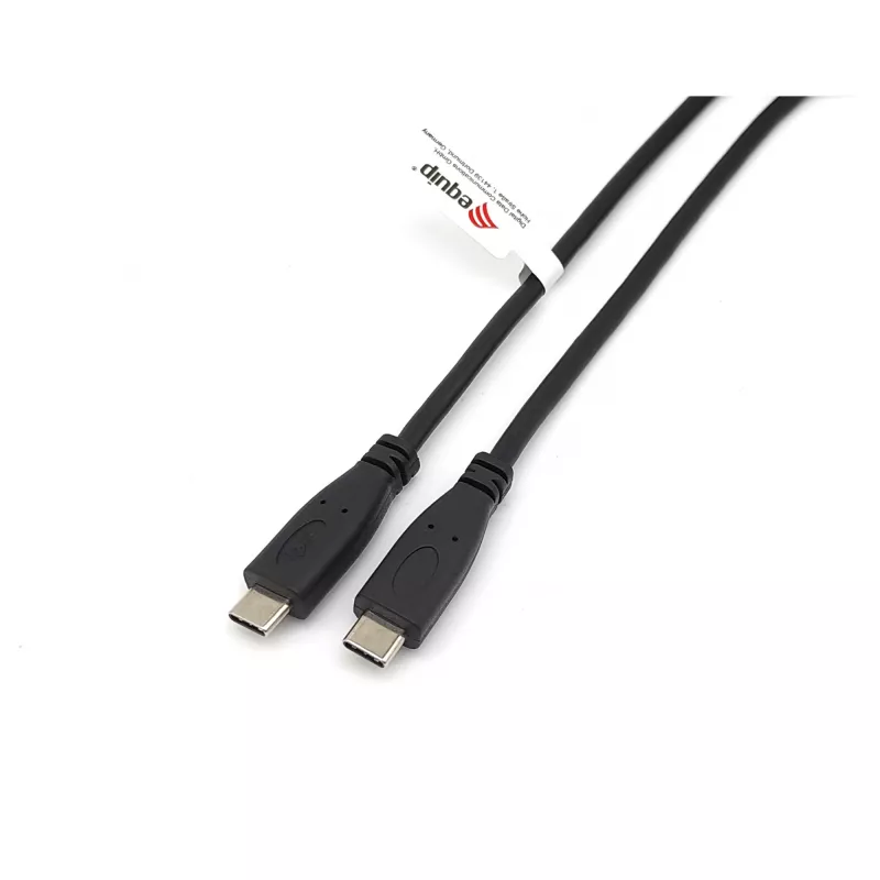 USB-C uz USB-C kabelis 2.0 EQUIP 128833, 0,5 m, PD 60W, 0,48 Gbit/s, niķelēti kontakti, melns