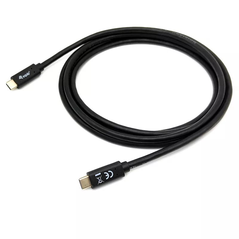 USB-C uz USB-C kabelis EQUIP 128348, USB 3.2 Gen 1 (5 Gbps), PD 60W, 0.5 m, melns