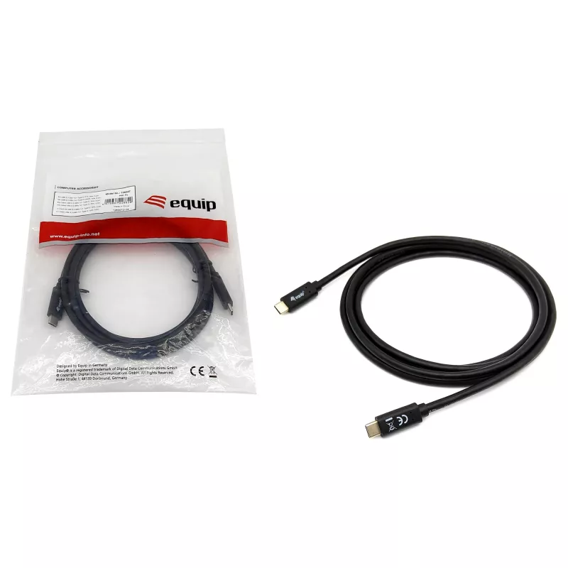 USB-C uz USB-C kabelis EQUIP 128348, USB 3.2 Gen 1 (5 Gbps), PD 60W, 0.5 m, melns