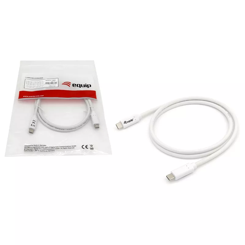 EQUIP USB 3.2 Gen 1 Type-C uz Type-C kabelis 0,5 m PD 60 W 5 Gbps balts