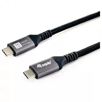 USB4 Gen3x2 C–C kabelis EQUIP 128380, 0,5 m, PD 3.1 240 W, 40 Gbps, 8K/60 Hz, melns