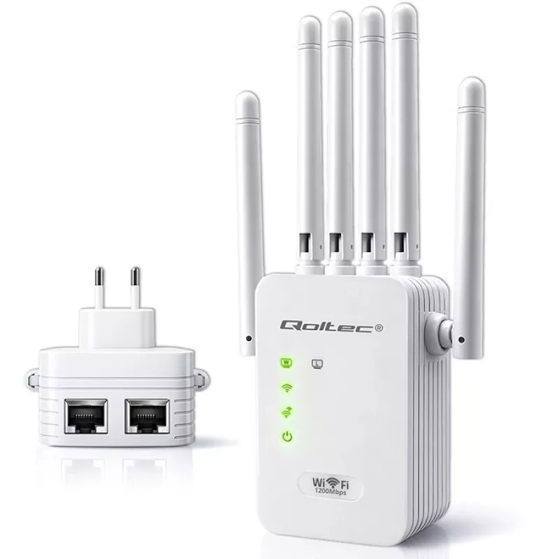 Wi‑Fi signāla pastiprinātājs QOLTEC AC1200 – QOLTEC AC1200 divjoslu…