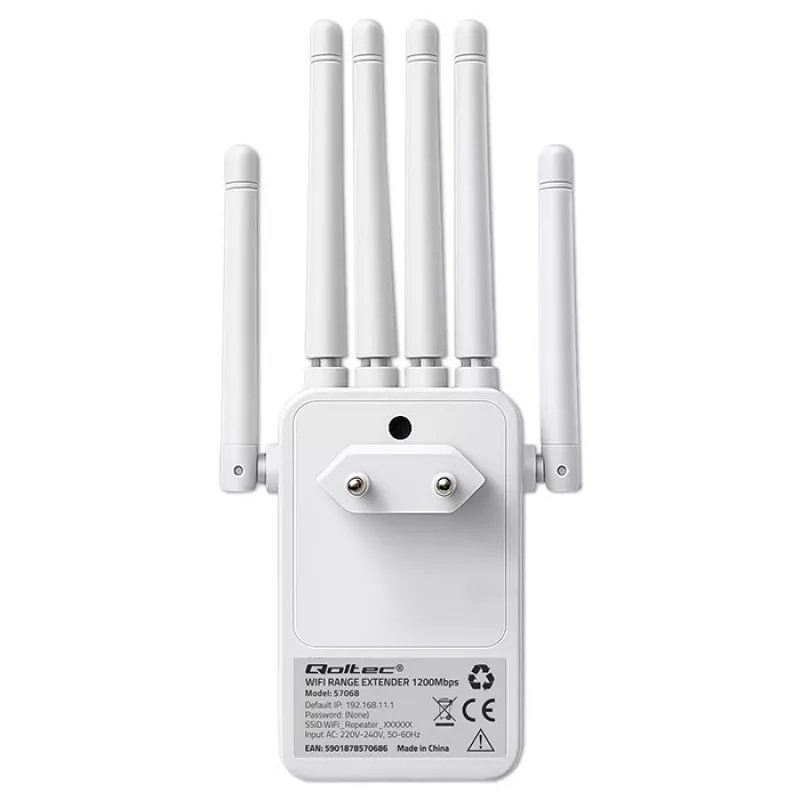 Wi‑Fi signāla pastiprinātājs QOLTEC AC1200 – QOLTEC AC1200 divjoslu…
