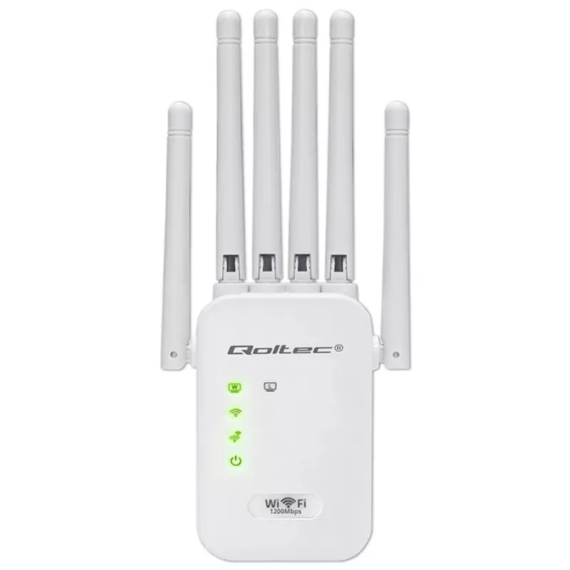 Wi‑Fi signāla pastiprinātājs QOLTEC AC1200 – QOLTEC AC1200 divjoslu…