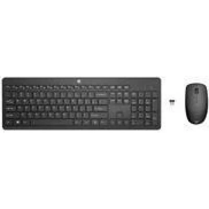Tastatūras un bezvadu peles komplekts HP 235 — pilna izmēra tastatūra, RF bezvadu, melns