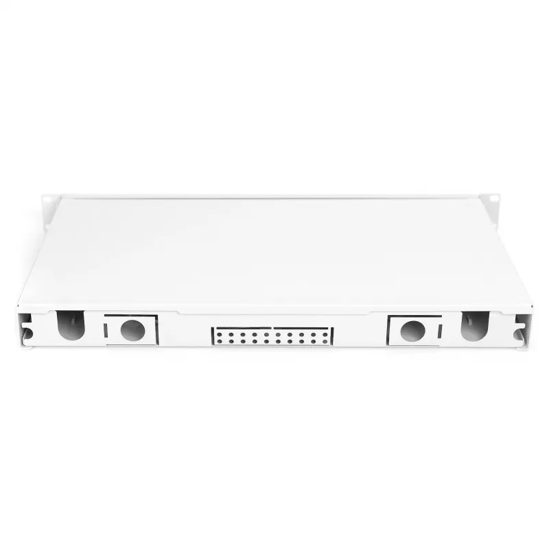 Optiskās šķiedras savienojumu kārba DIGITUS DN-96330/9APC 1U, aprīkota ar 6x LC-APC DX, OS2, polimērs/tērauds, gaiši pelēka