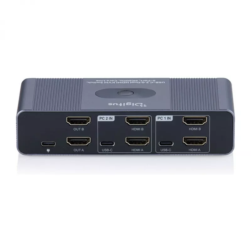 KVM slēdzis DIGITUS DS-12856 USB-C/USB-A 2 portu Dual HDMI 4K60Hz (USB 3.2 Gen 1)