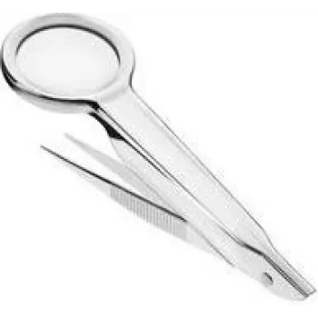 Lupa pincetes FIRST AID ONLY P-10011, 23 mm plastmasas lēca, 4,5× palielinājums, sudraba
