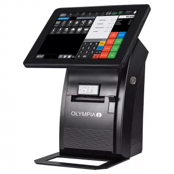 Viss-vienā skārienekrāna terminālis Olympia T210 10 collas (25,4 cm) LCD, Android 11, termotransfēra printeris, 8 cm platums, melns