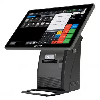All-in-One Olympia T215DK 15 collu (38,1 cm) skārienjūtīgs Android 11, tiešās termiskās drukas printeris 8 cm, melns
