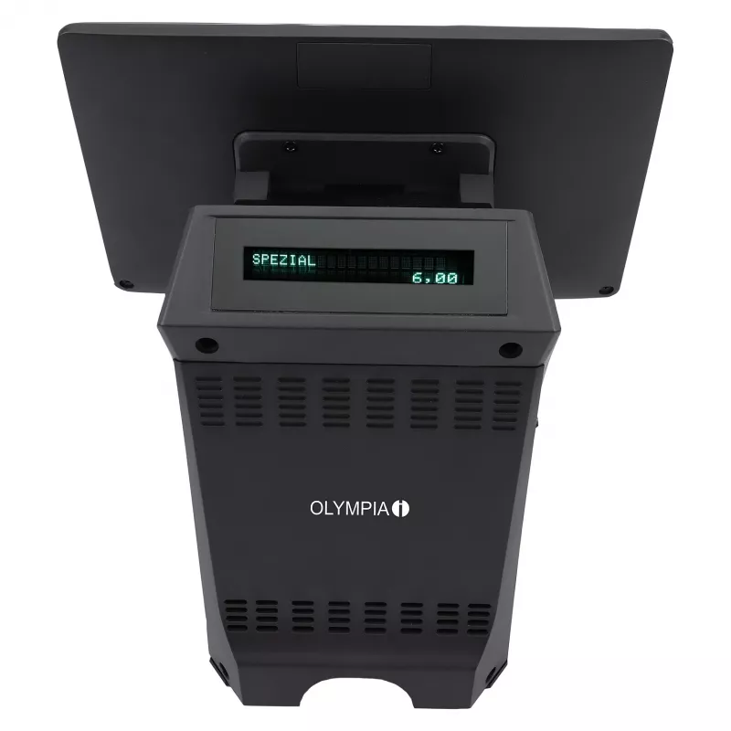 All-in-One Olympia T215DK 15 collu (38,1 cm) skārienjūtīgs Android 11, tiešās termiskās drukas printeris 8 cm, melns