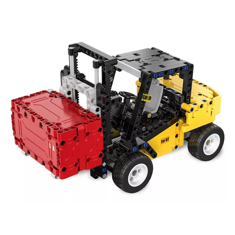 Forklift Jamara model CaDA Bricks — bērnu autoiekrāvējs, krāsas: melna, sarkana, dzeltena, ieteicamais vecums 8+
