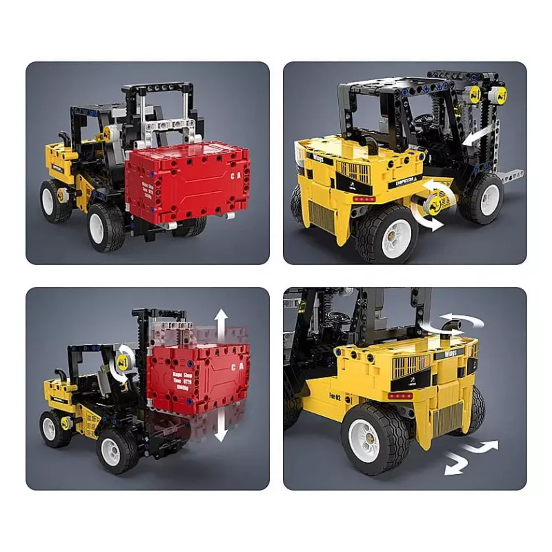 Forklift Jamara model CaDA Bricks — bērnu autoiekrāvējs, krāsas: melna, sarkana, dzeltena, ieteicamais vecums 8+