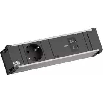 Bachmann CONI BM0023770 iebūvējamais modulis 1x CEE7/3 kontaktligzda 1x USB-C/C 100W melna L=0,2m