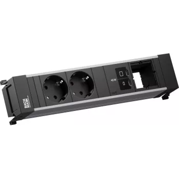 Strāvas rāmja pagarinātājs Bachmann BM0024207 ar 2x CEE7/3 rozetēm, 1x USB-C PD 45W, 1x savienotāja moduli, 0,2 m kabeli