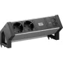 Bachmann DESK2 ALU Melns galda pieslēguma josla 2x CEE7/3 1x USB-C/C 45W melna RAL9005