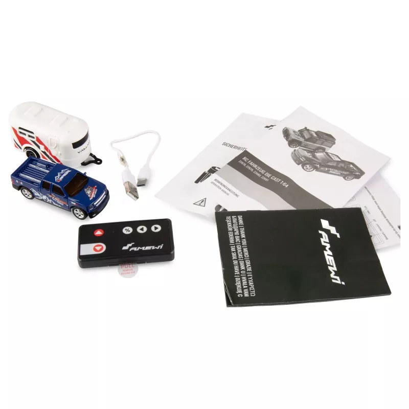 RC pikaps Amewi 22680 1:64 mērogā RTR ar piekabi, zils
