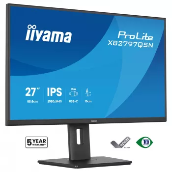 Datora monitors IIYAMA ProLite XB2797QSN-B1 27 collu 2560x1440 Quad HD LCD IPS, matēts, USB 3.2 centrmezgls, skaļruņi, augstumā regulējams, VESA