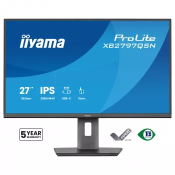 Datora monitors IIYAMA ProLite XB2797QSN-B1 27 collu 2560x1440 Quad HD LCD IPS, matēts, USB 3.2 centrmezgls, skaļruņi, augstumā regulējams, VESA