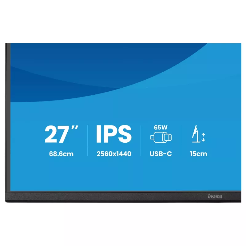 Datora monitors IIYAMA ProLite XB2797QSN-B1 27 collu 2560x1440 Quad HD LCD IPS, matēts, USB 3.2 centrmezgls, skaļruņi, augstumā regulējams, VESA