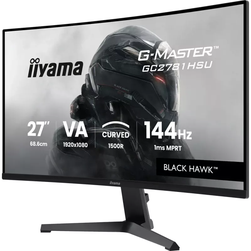 Monitors IIYAMA G-MASTER GC2781HSU-B1 27 collas izliekts VA 1920×1080 144 Hz USB centrmezgls skaļruņi VESA melns