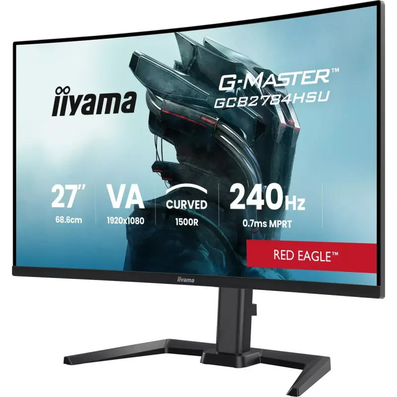 27 collu IIYAMA G-MASTER GCB2784HSU-B1 izliekts VA spēļu monitors, 240 Hz, FHD 1920x1080, USB centrmezgls, skaļruņi, VESA