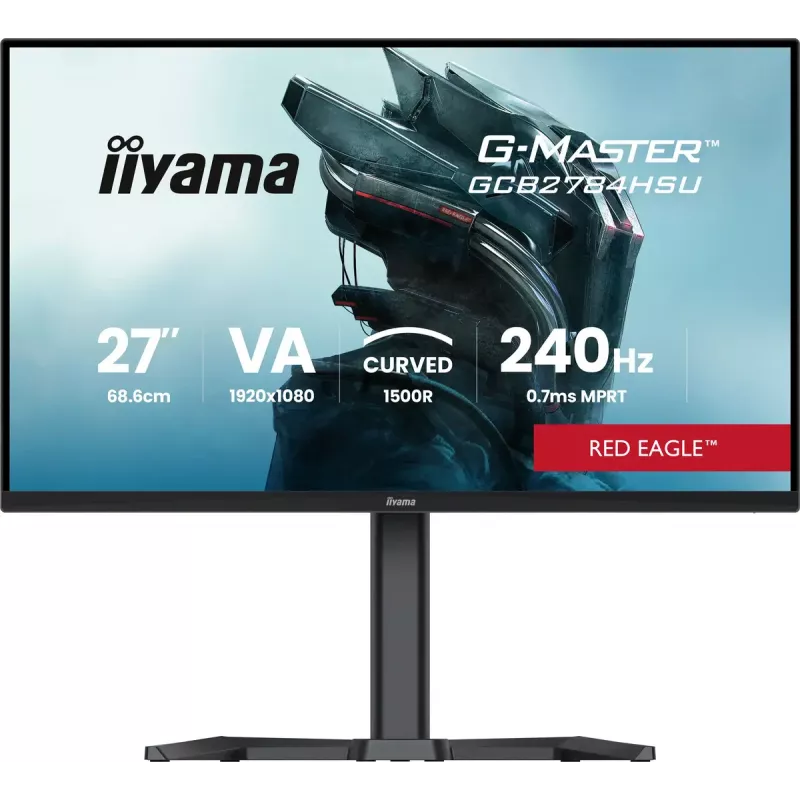 27 collu IIYAMA G-MASTER GCB2784HSU-B1 izliekts VA spēļu monitors, 240 Hz, FHD 1920x1080, USB centrmezgls, skaļruņi, VESA