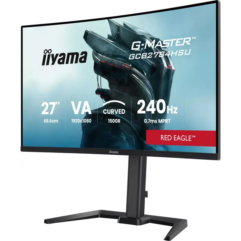 27 collu IIYAMA G-MASTER GCB2784HSU-B1 izliekts VA spēļu monitors, 240 Hz, FHD 1920x1080, USB centrmezgls, skaļruņi, VESA