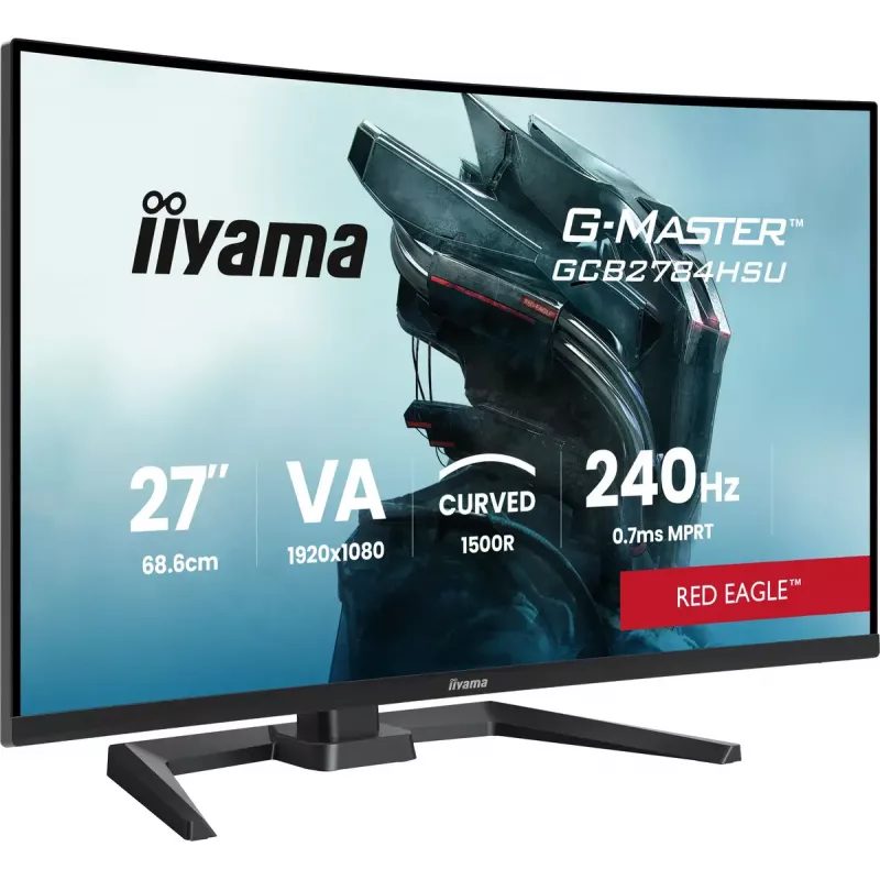 27 collu IIYAMA G-MASTER GCB2784HSU-B1 izliekts VA spēļu monitors, 240 Hz, FHD 1920x1080, USB centrmezgls, skaļruņi, VESA