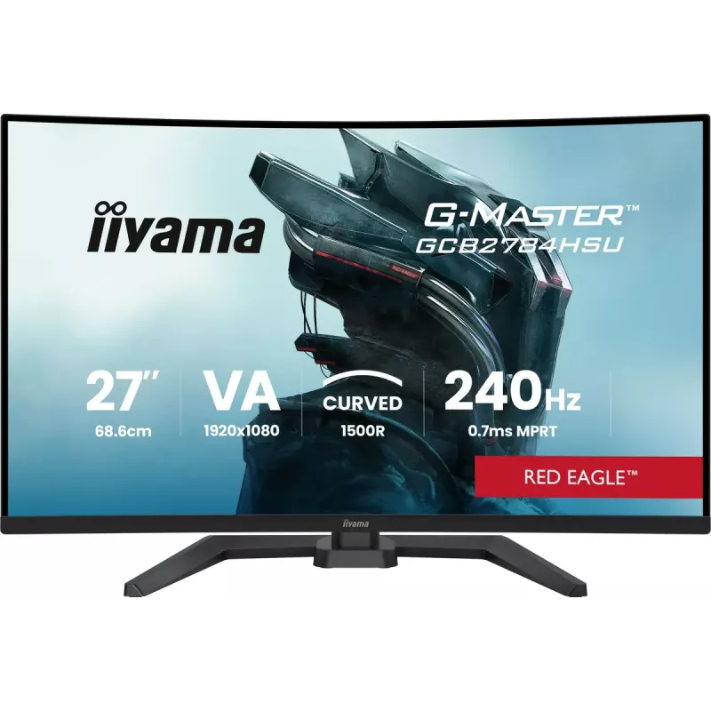 27 collu IIYAMA G-MASTER GCB2784HSU-B1 izliekts VA spēļu monitors, 240 Hz, FHD 1920x1080, USB centrmezgls, skaļruņi, VESA