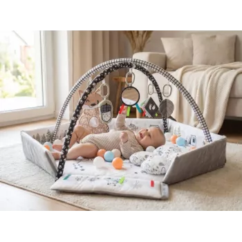 Bērnu rotaļu paklājiņš milly mally Baby Mat 5in1 Minky – daudzfunkcionāls 5-in-1 bērnu paklājiņš vēdera uzlikšanai, rotaļām, atpūtai, rāpošanas treniņam, ceļošanai