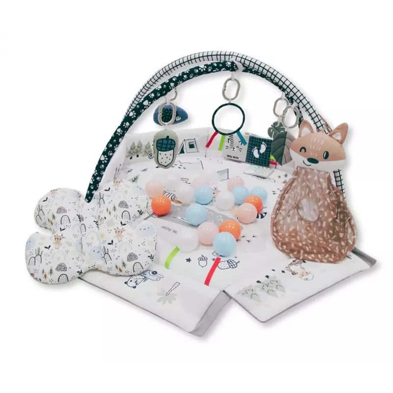 Bērnu rotaļu paklājiņš milly mally Baby Mat 5in1 Minky – daudzfunkcionāls 5-in-1 bērnu paklājiņš vēdera uzlikšanai, rotaļām, atpūtai, rāpošanas treniņam, ceļošanai