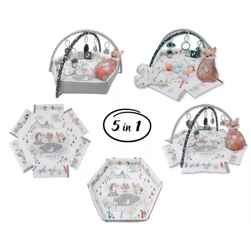 Bērnu rotaļu paklājiņš milly mally Baby Mat 5in1 Minky – daudzfunkcionāls 5-in-1 bērnu paklājiņš vēdera uzlikšanai, rotaļām, atpūtai, rāpošanas treniņam, ceļošanai