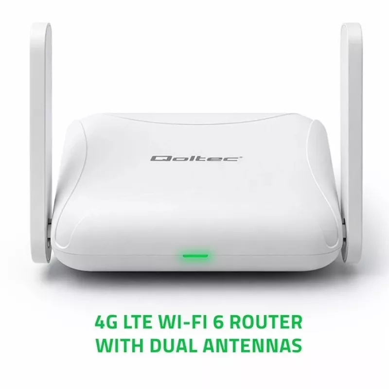 Maršrutētājs QOLTEC 56980 — 4G LTE mobilais maršrutētājs ar Wi‑Fi 6