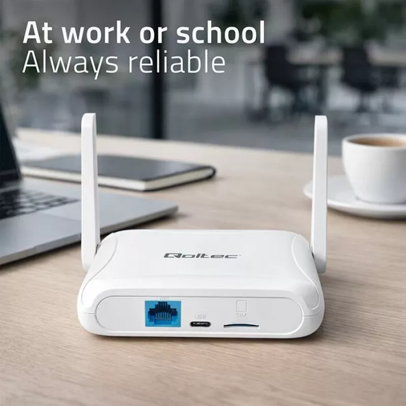 Maršrutētājs QOLTEC 56980 — 4G LTE mobilais maršrutētājs ar Wi‑Fi 6